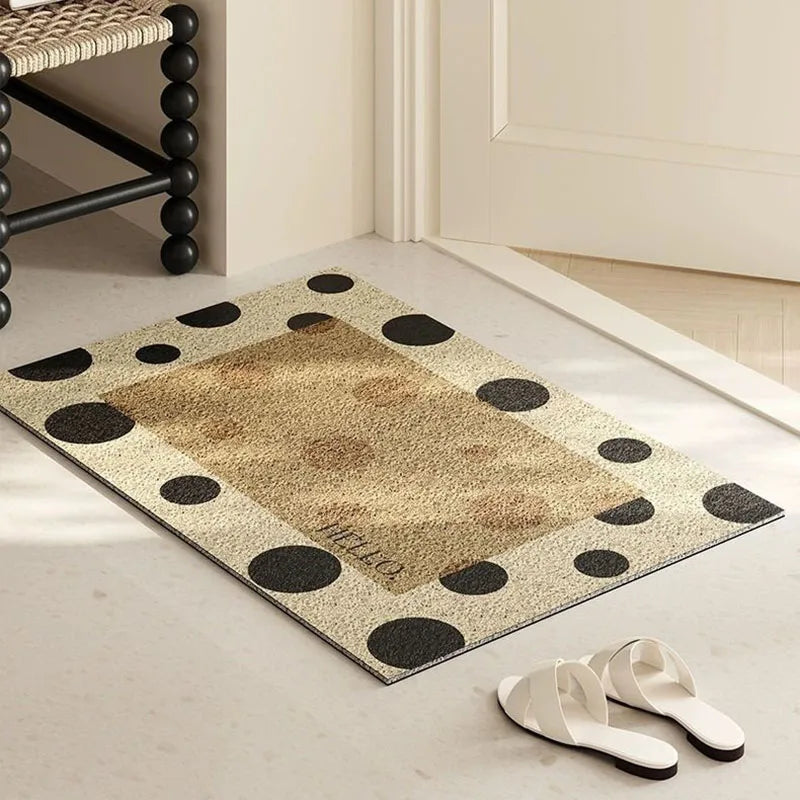 Wave Point Non-slip PVC Retro Entrance Doormat Floor Mats Silk Loop for Entryway Porch Hallway Home Decor Dust Removal Carpet
