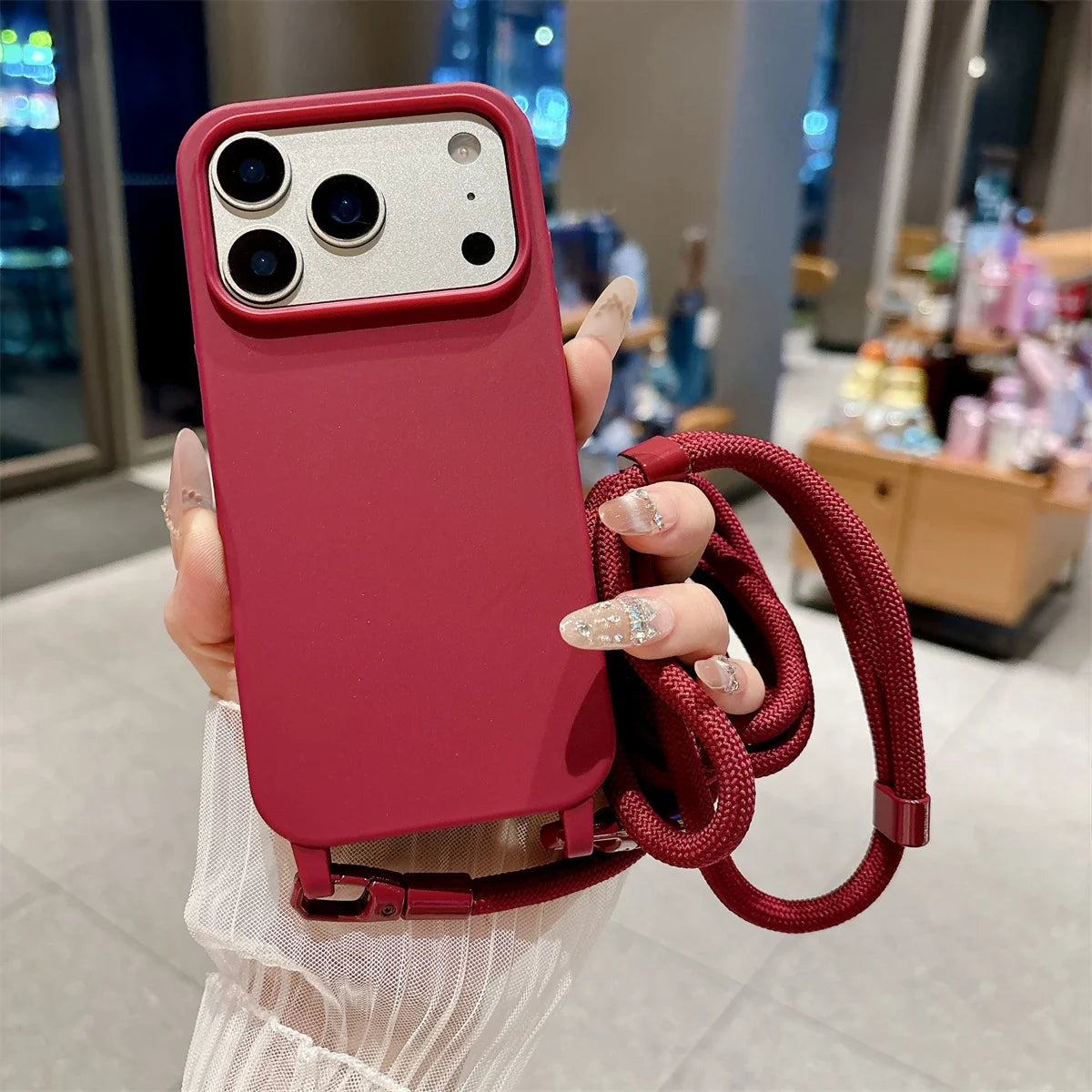 Silicone Phone Case for IPhone 17 Air 16 16E 15 14 Plus 11 13 12 Mini Pro Max Crossbody Lanyard Candy Color Soft TPU Back Cover
