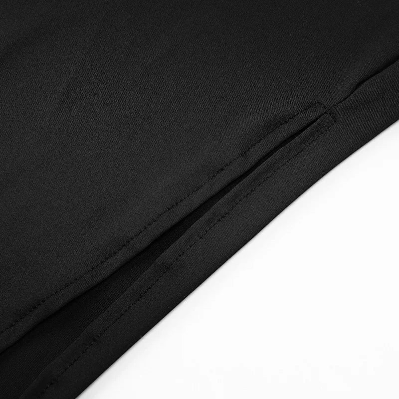 YUZHEXI elegant sleeveless ruched midi dress women commuter bodycon solid color robe black red pink split clothes summer