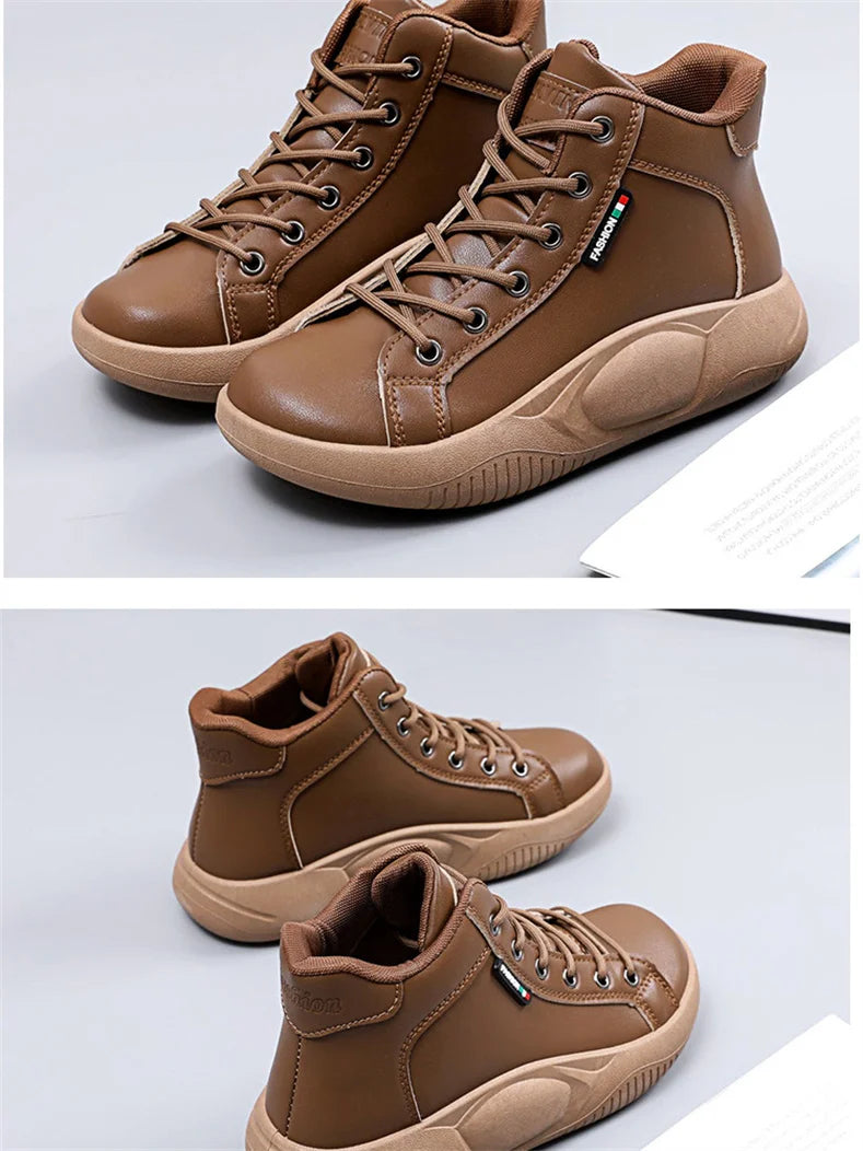 CINESSD Version of High-top Shoes for Female Students Trend of Casual Running Shoe Comfortable Lace-up Sneakers Female Shoes