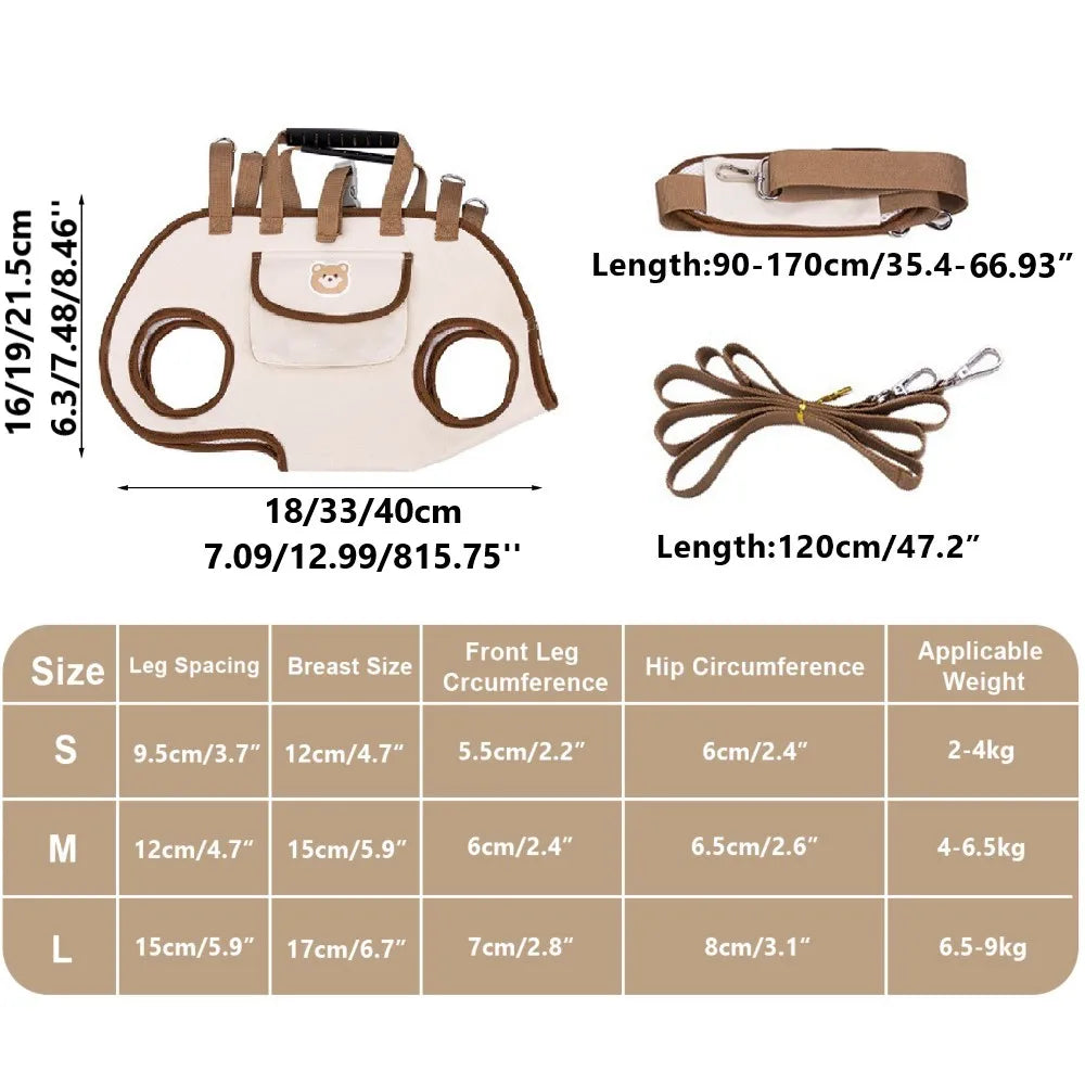 Traction Backpack Dog Leash Cat Dog Harness Portable Small Dog Carrier Sling Bag Hands-Free Outdoor Travel Backpack Dog Supplies