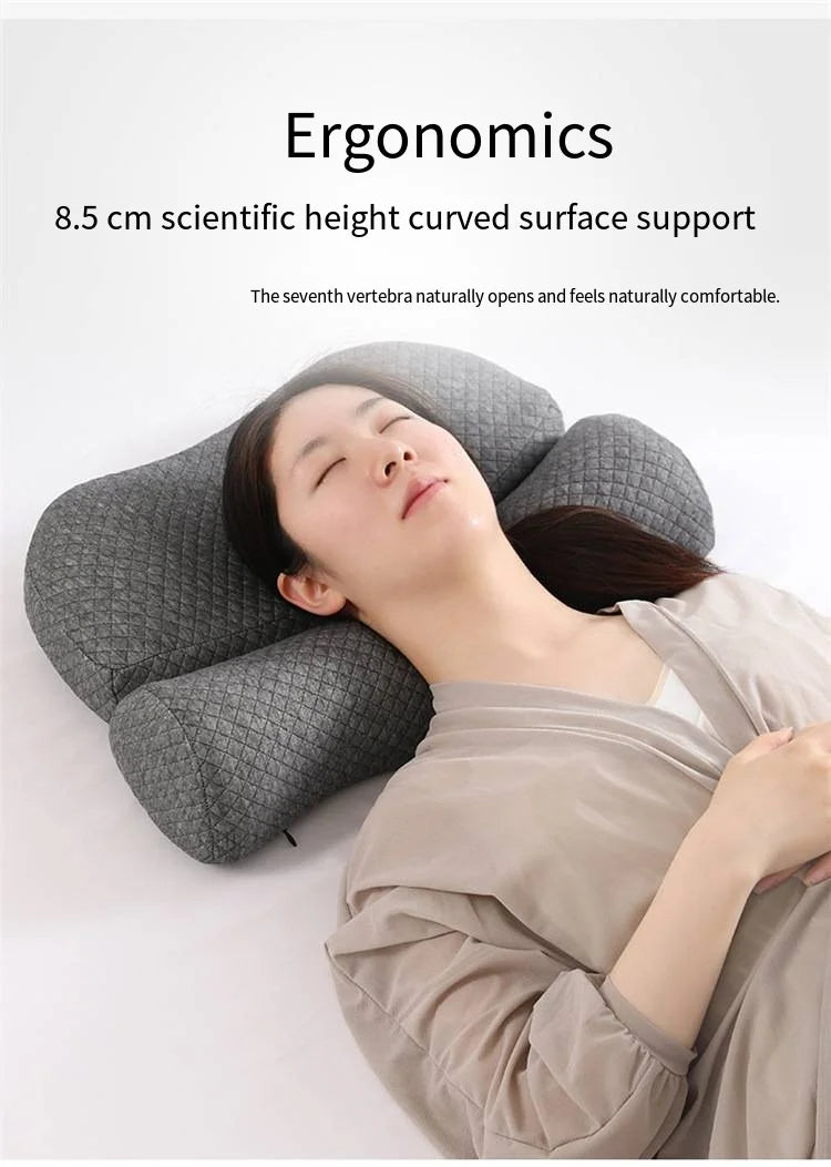 Cervical Pillow Memory Foam Core, Ergonomic Curve Design, Enhanced Neck Contour, Head Support, Relieves Fatigue