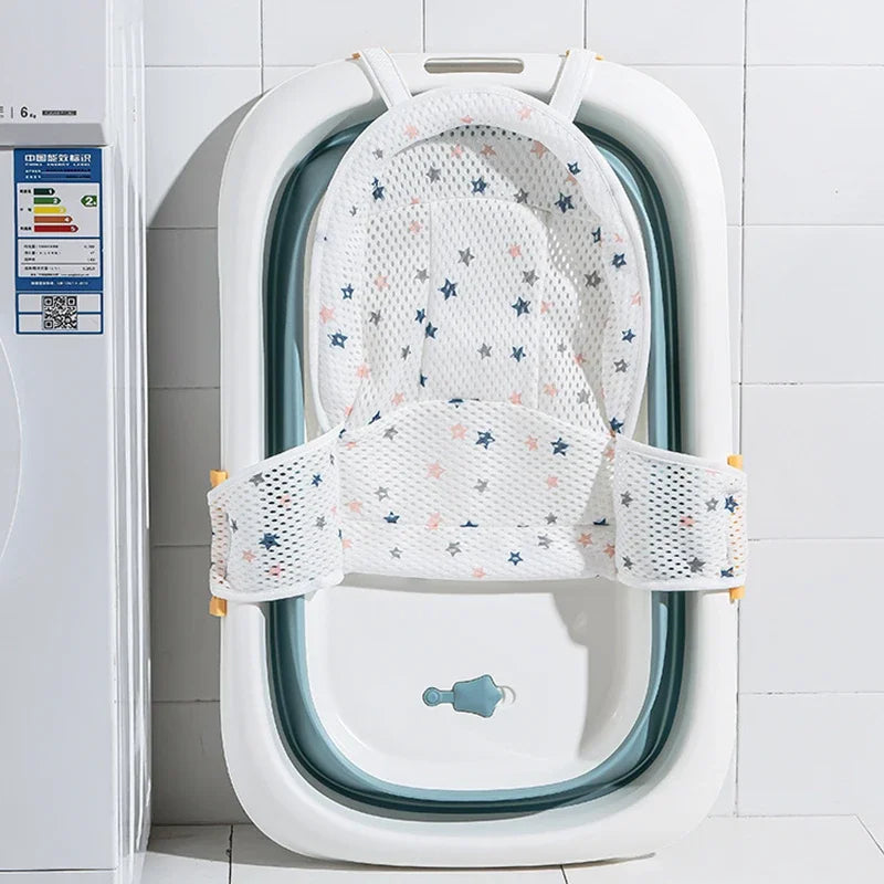 Portable Baby Bathtub Pad Ajustable Bath Tub Shower Cushion Newborn Support Seat Mat Foldable Baby Bath Seat Floating Water Pad