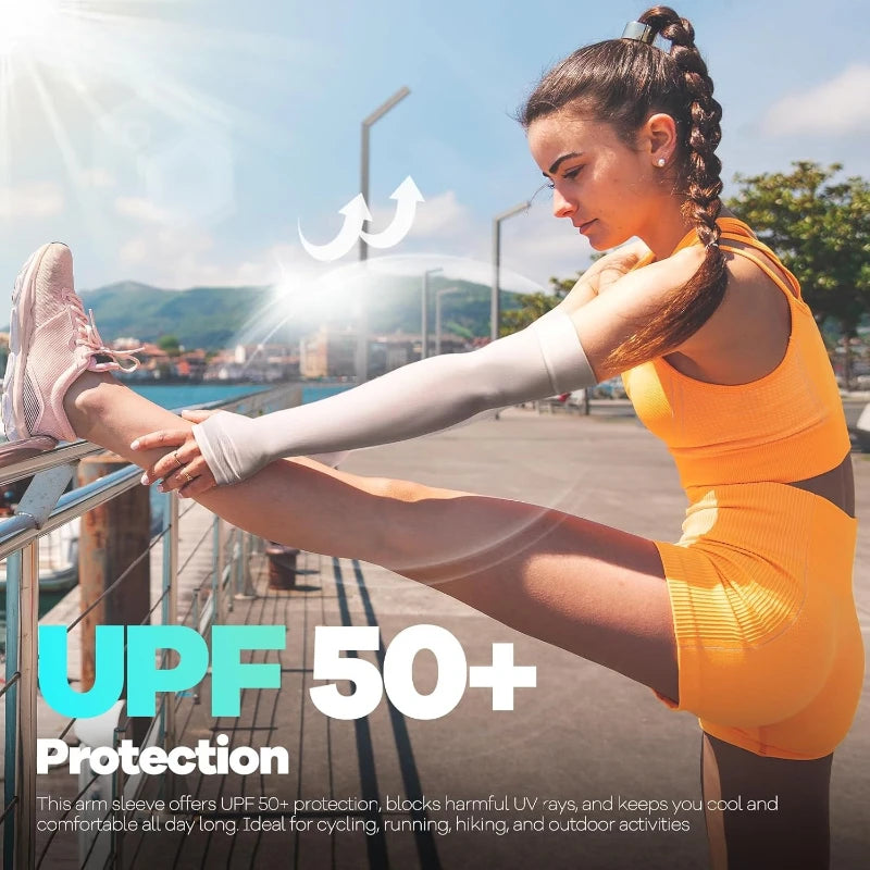 Breathable UV Protection Arm Sleeves with Thumb Hole Cooling Compression Tattoo Cover Up for Men Women Sports Workout Hiking