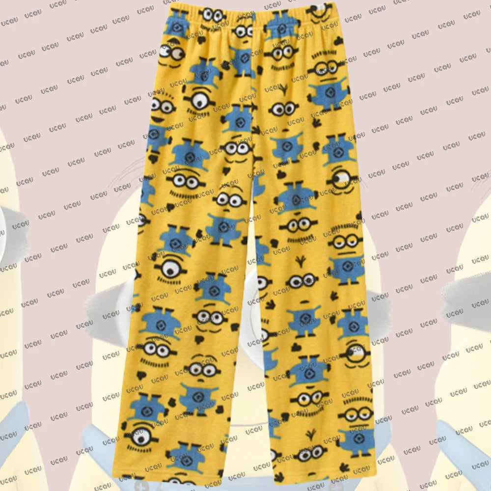 Despicable Me Minions Hoodies Autumn Winter Cotton Hoodie With Pajamas Pants Oversized Suits For Adult/Kids Men Women Clothes