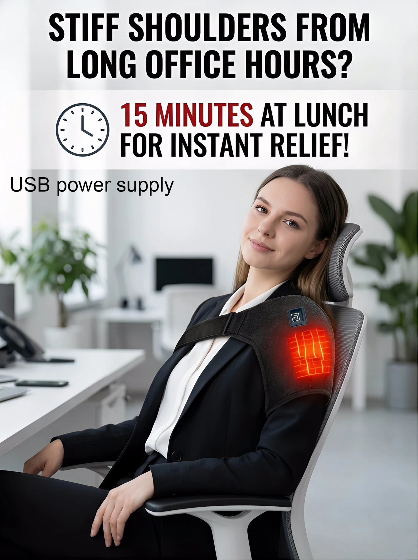 2026 USBElectric Heating Shoulder Massage Heated Back Shoulder Brace Adjustable Heating Shoulder Massage Arm Muscle Relaxation