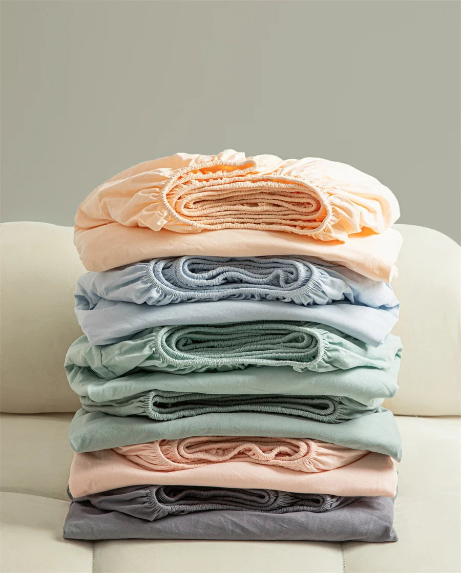 Premium Egyptian Cotton Bedding Fitted Sheet Elastic Band Around Mattress Cover Double Queen King Size Bed Cover No Pillowcase