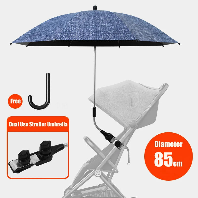 Clip-on Universal Baby Parasol 85cm Diameter 2 in 1 Baby Stroller Umbrella For Sun Shade Rain-proof Baby Stroller Accessories