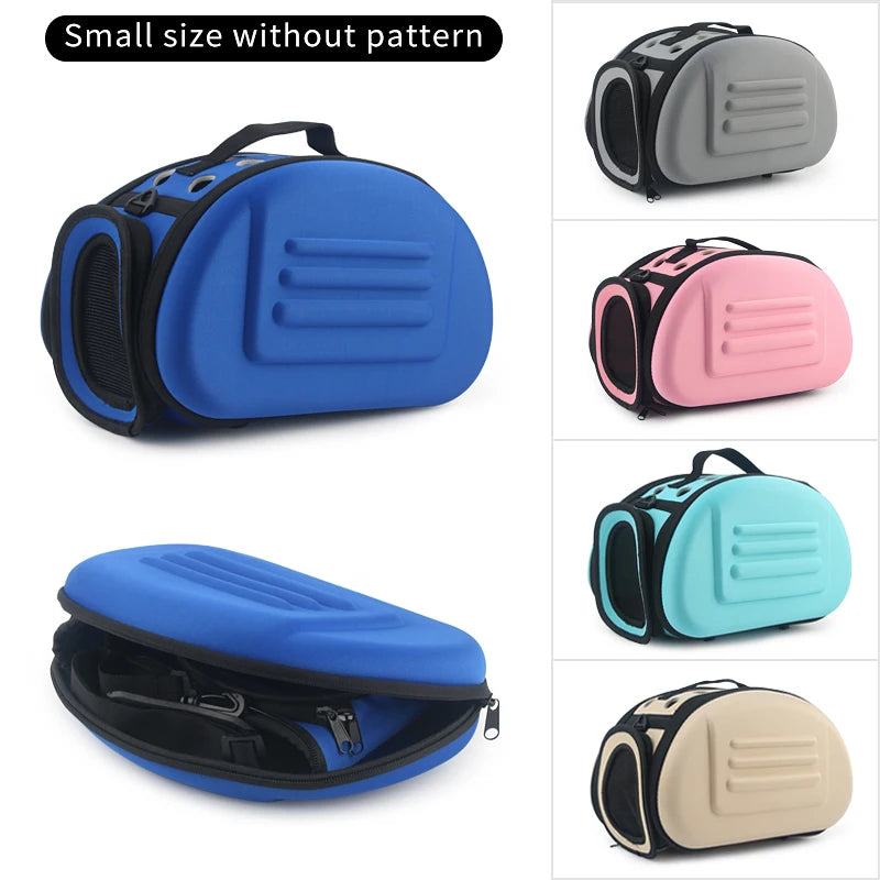 Foldable Portable Pet Carriers Bag EVA Multihole Breathable Dog Cat Carrier Bags Outdoor Travel Pets Cats Handbag Safety Zippers
