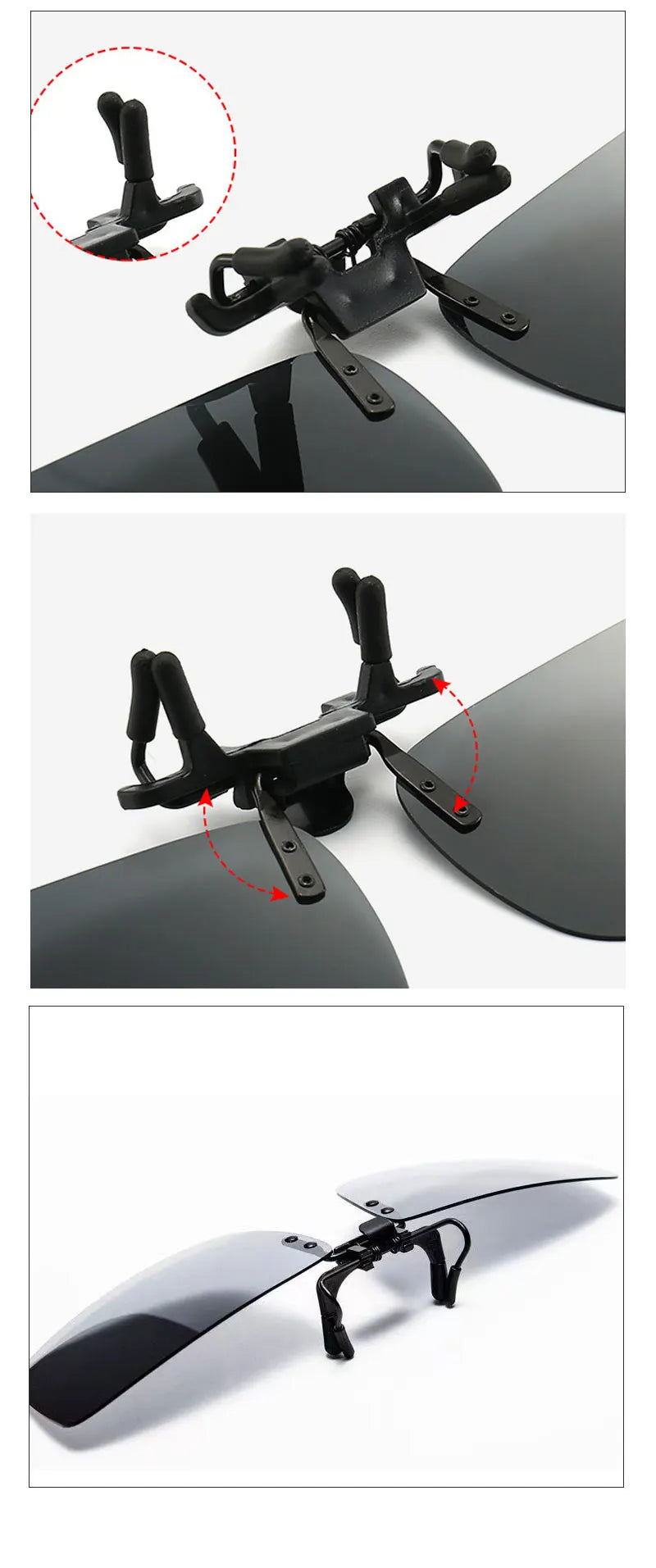 Polarized Clip Sunglasses 2Pcs Set Myopia Glasses Clip Driver Fishing Night Vision Myopia Clipon Sun Shading Eyeglasses