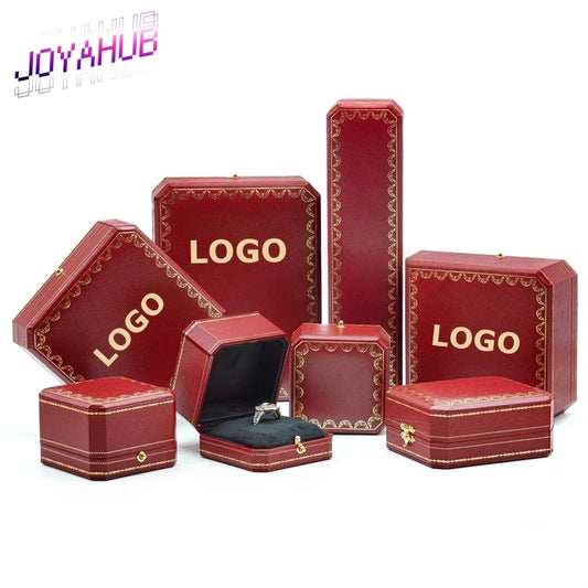 Customizable LOGO Vintage Octagonal Gold Text Storage Box Ring Earnail Bracelet  Jewelry Packaging Case Collection Storage Box
