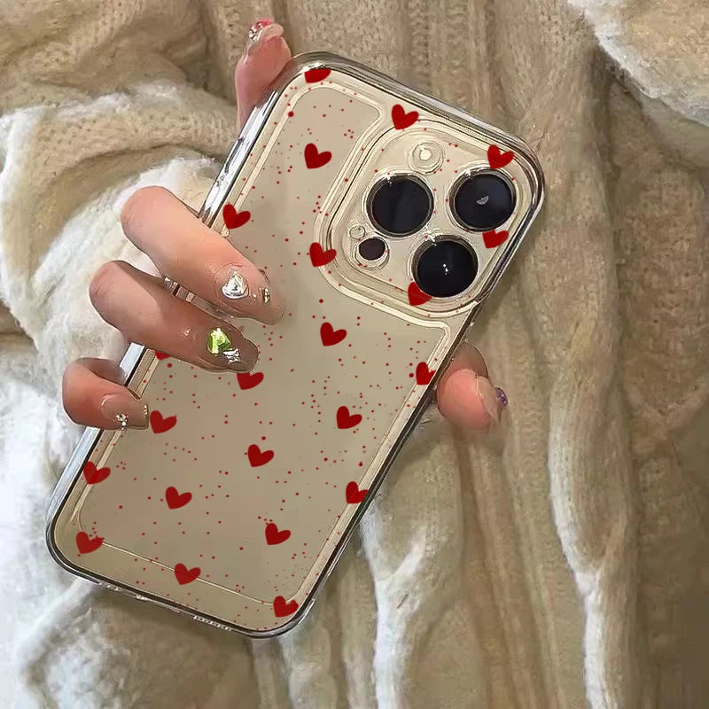 Simple Love Heart Bow Polka Dot Clear Phone Case for Xiaomi 15T Pro POCO F7 X7 X6 X5 F5 F6 Pro Mi 11 Lite 5G 14T 13T 12T Cover