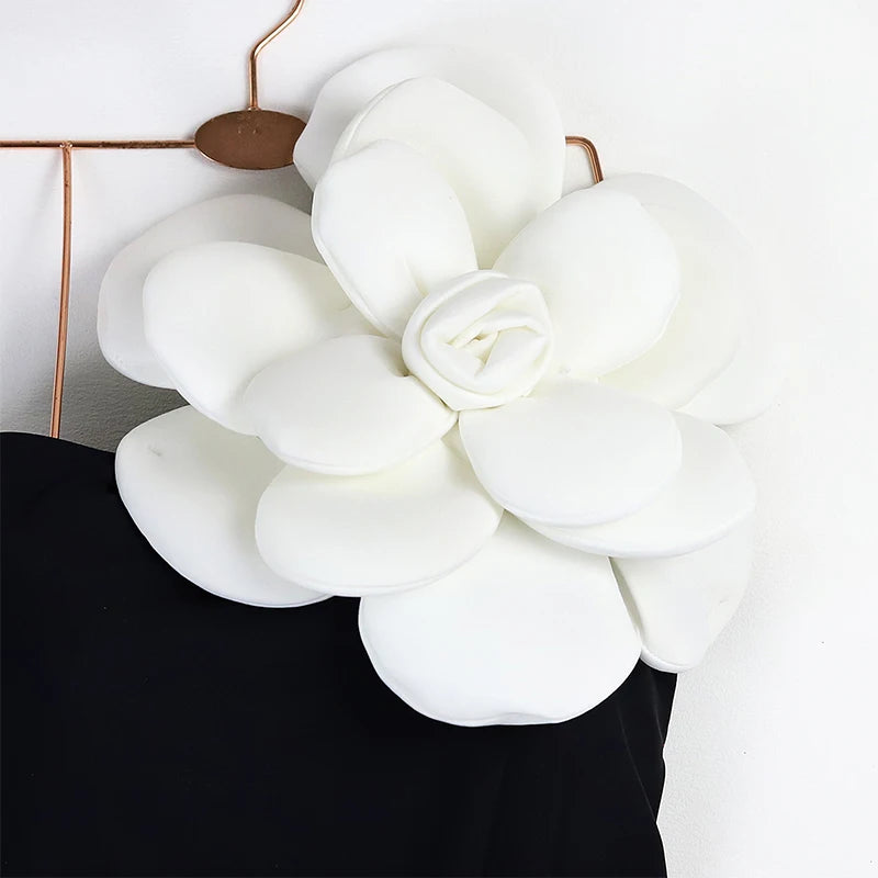 2024 Sexy Sling Ruffle Solid Two Pieces Bikini Women High Waist 3D Flower Swimsuit Skirt Summer Backless Beachwear Bathing Suit
