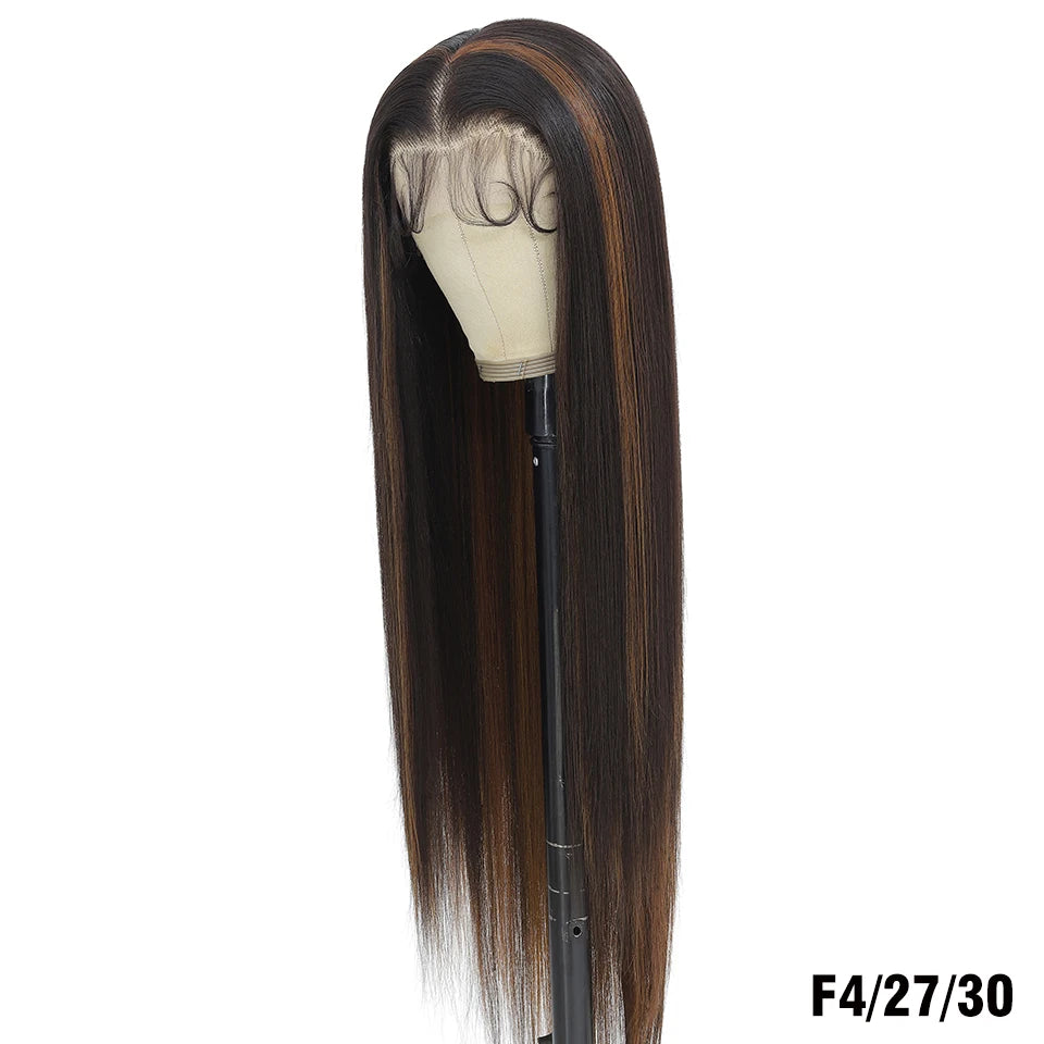 Highlight 13x6 Synthetic Lace Frontal Wigs For Women 40 Inch Long Silky Straight Lace Front Wigs High Quality American Afro Wigs