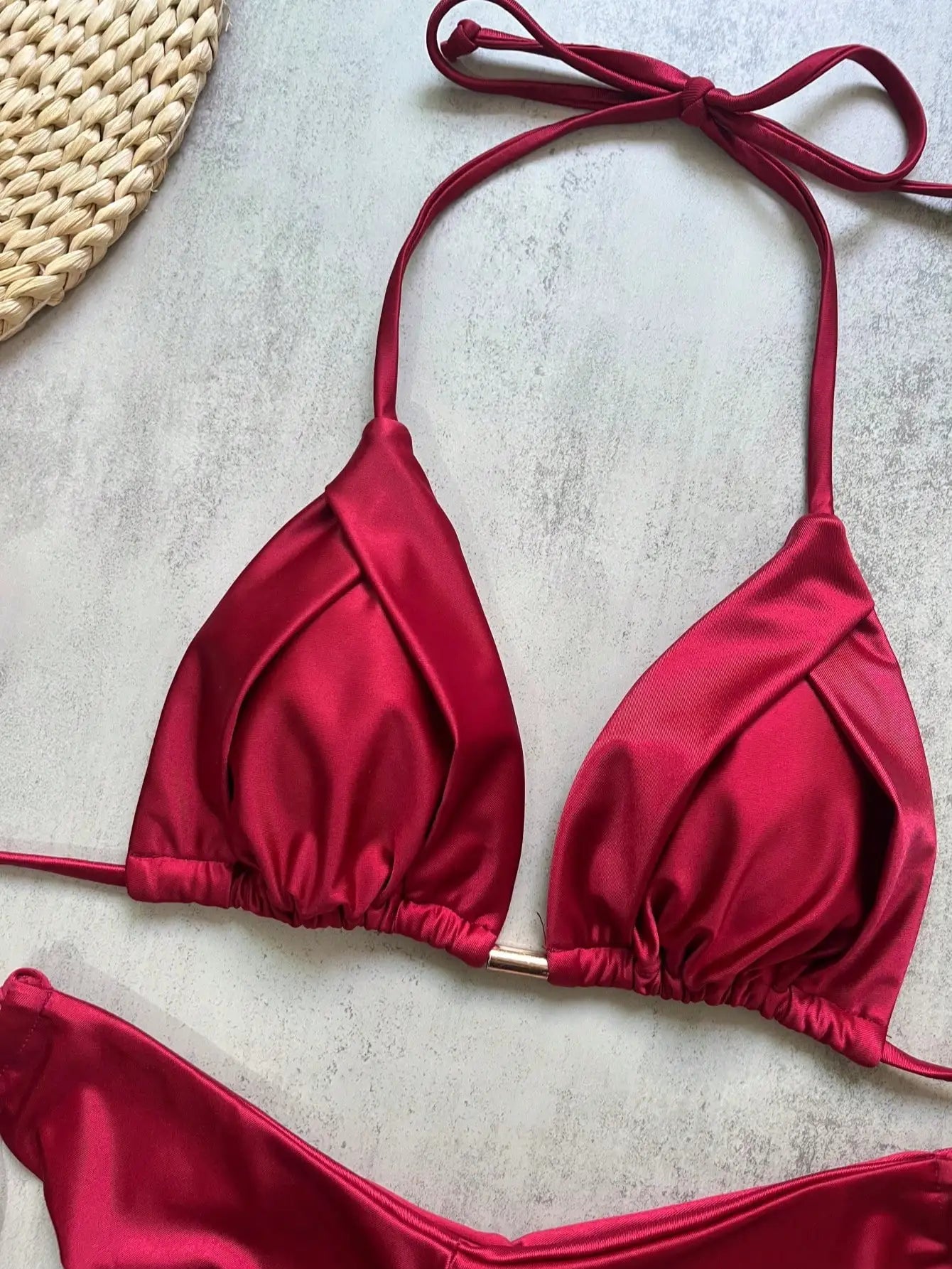 2026 Sexy Folds Bikini Set Solid Micro Bikinis Women Swimsuit Female Triangle Swimwear Beach Wear Bathing Suit