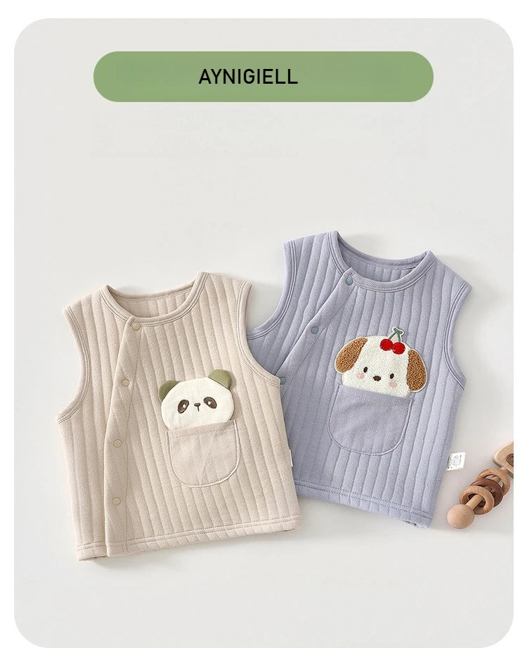 Baby Vest Autumn and Winter Warm and Thick Clothes Baby Vest Sleeveless Jacket for Children Aged 0-3