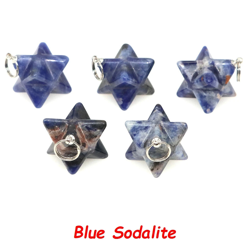 13mm Merkaba Star Pendant Natural Hexagram Stone Necklace Reiki Healing Crystal Wiccan Energy Gemston For DIY Jewelry Home Decor