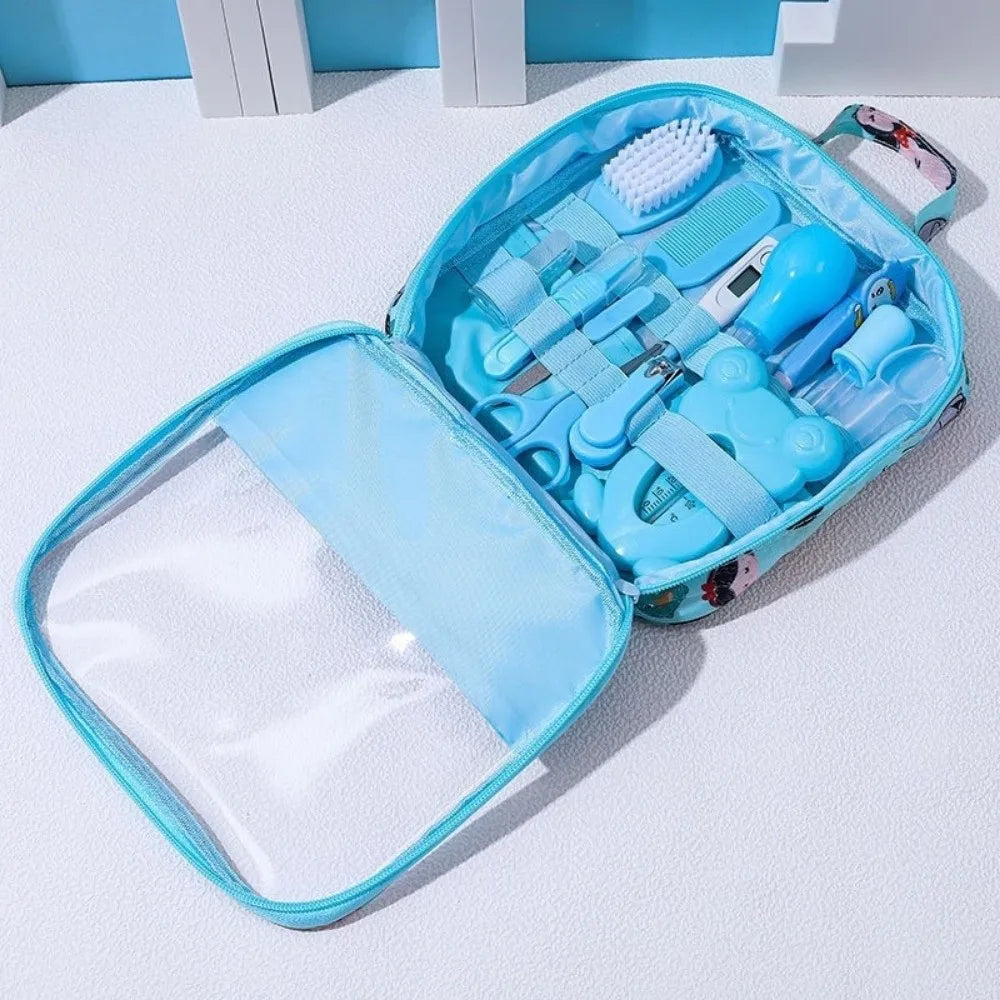 13Pcs/Set Multi-functional Baby Care Kit Hair Wash Brush Nasal Aspirator Baby Grooming Kit Comb Nail Clipper