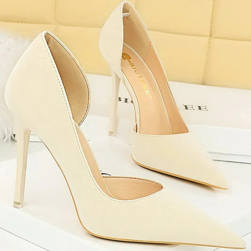 2025 New Women 11cm High Heels Wine Green Pumps Plus Size 34-43 Stripper Evening Orange Heels Lady Wedding Bridal Scarpins Shoes
