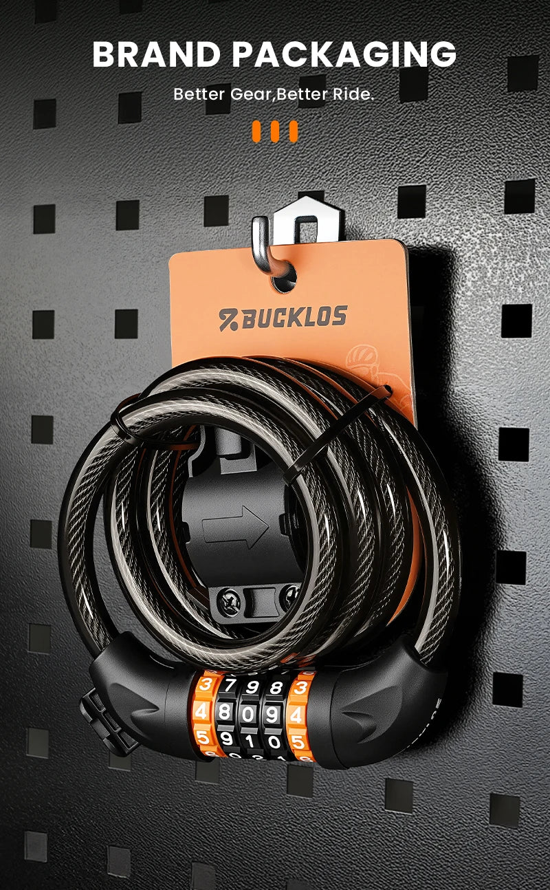 BUCKLOS 5 Digit Anti-theft Bike Password Lock Bicycle Cable Lock Steel Cable Motorcycles Locks 1.2M Zinc Alloy E-Bike Locks