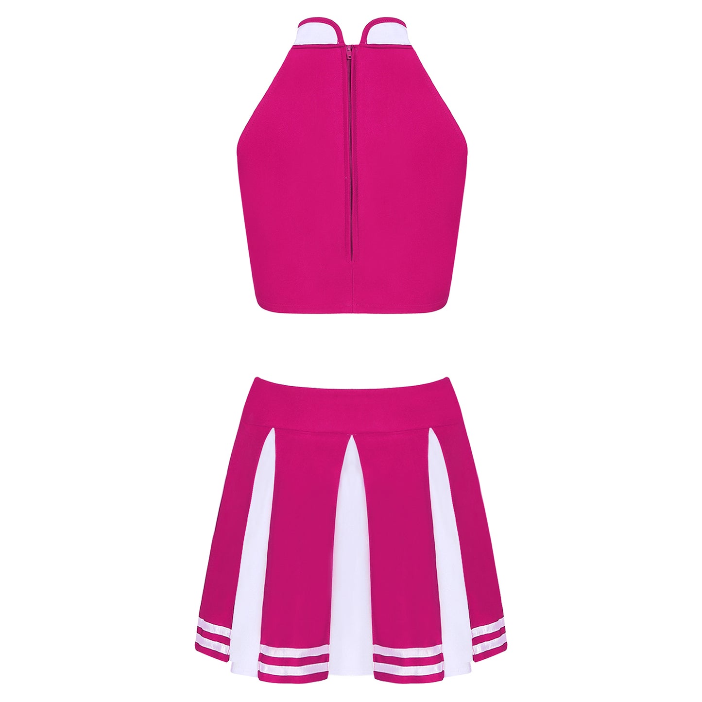 Women Cheerleading Cheerleader Costume Uniform School Girls Carnival Cosplay Outfits Stand Collar Crop Top with Mini Skirt