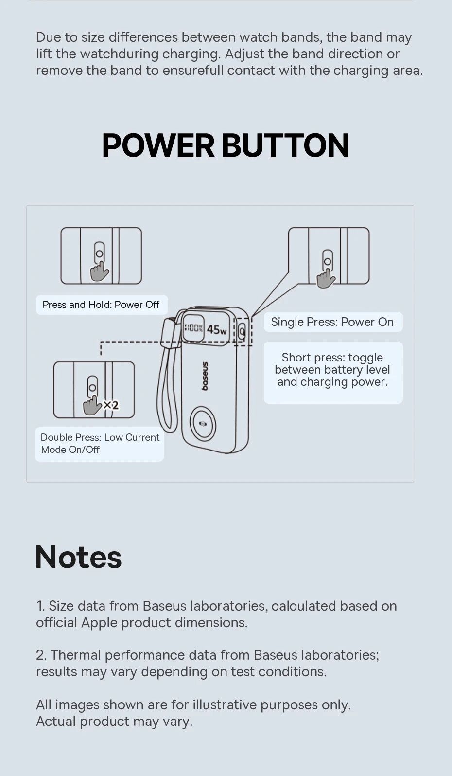 Baseus 45W 10000mAh Power Bank with 5W Magnetic Wireless Charging for iWatch & AirPods External Battery For iPhone 17 16 Pro Max