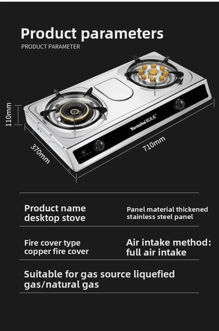 Double Burner Gas Stove Household Desktop LPG Natural Gas Energy Saving Old Style Stove abc