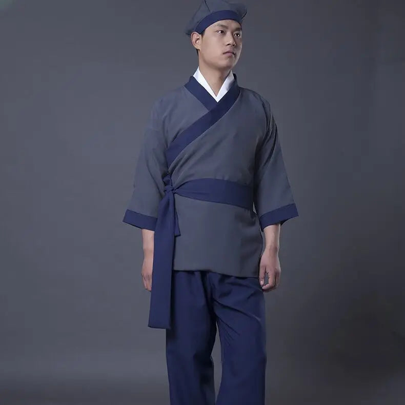 Halloween Ancient Chinese Costume for Men Servant Farmer Hanfu Adultchinese Clothes Male Performance Stage Mens Hanfu Cosplay