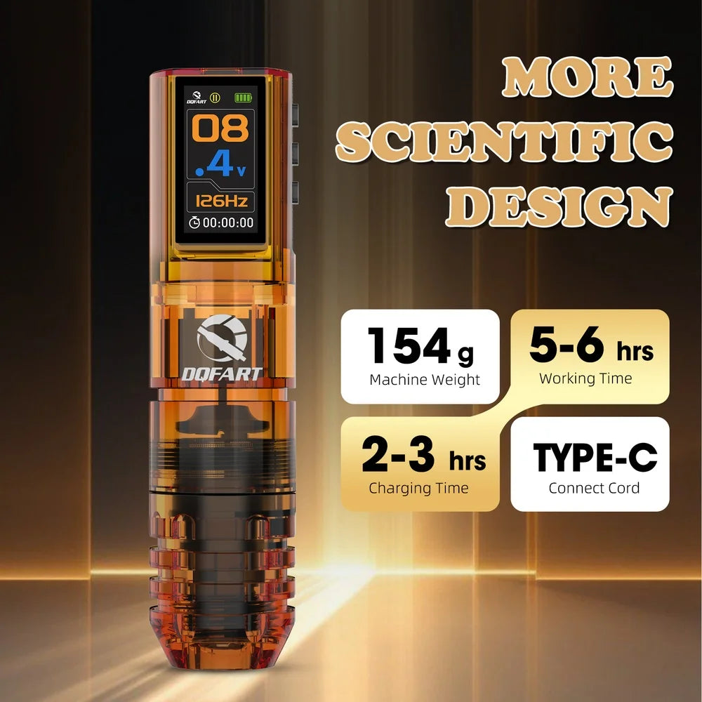 DQFART Hot Poseidon Wireless Tattoo Machine Pen 3Styles 6Colors 1600mAh Safe Professional Artists Creative Designs Beginner