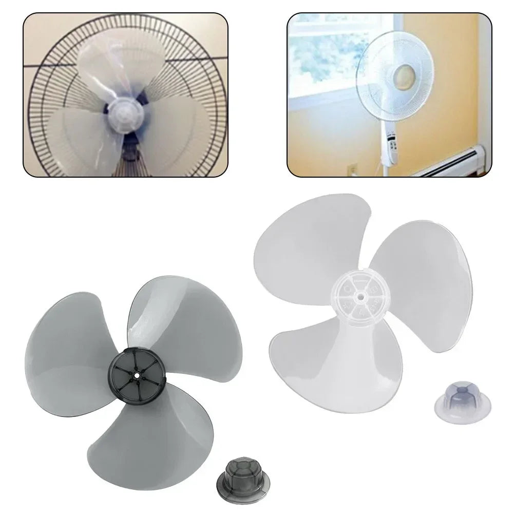 35cm Plastic Fan Blade Three Leaves Electric Fan Accessories With Nut Cover For Standing Pedestal Floor Wall / Table Fanner