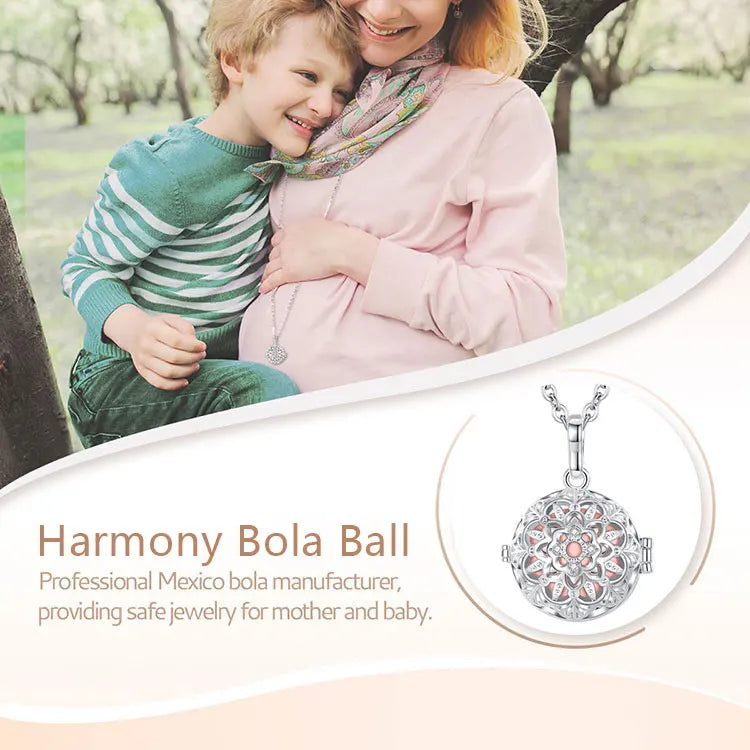 Eudora 18mm Harmony Ball Lotus Flower Cage Pendant Pregnancy Chime Bola Angel Caller Necklace Fashion Jewelry for Women gift