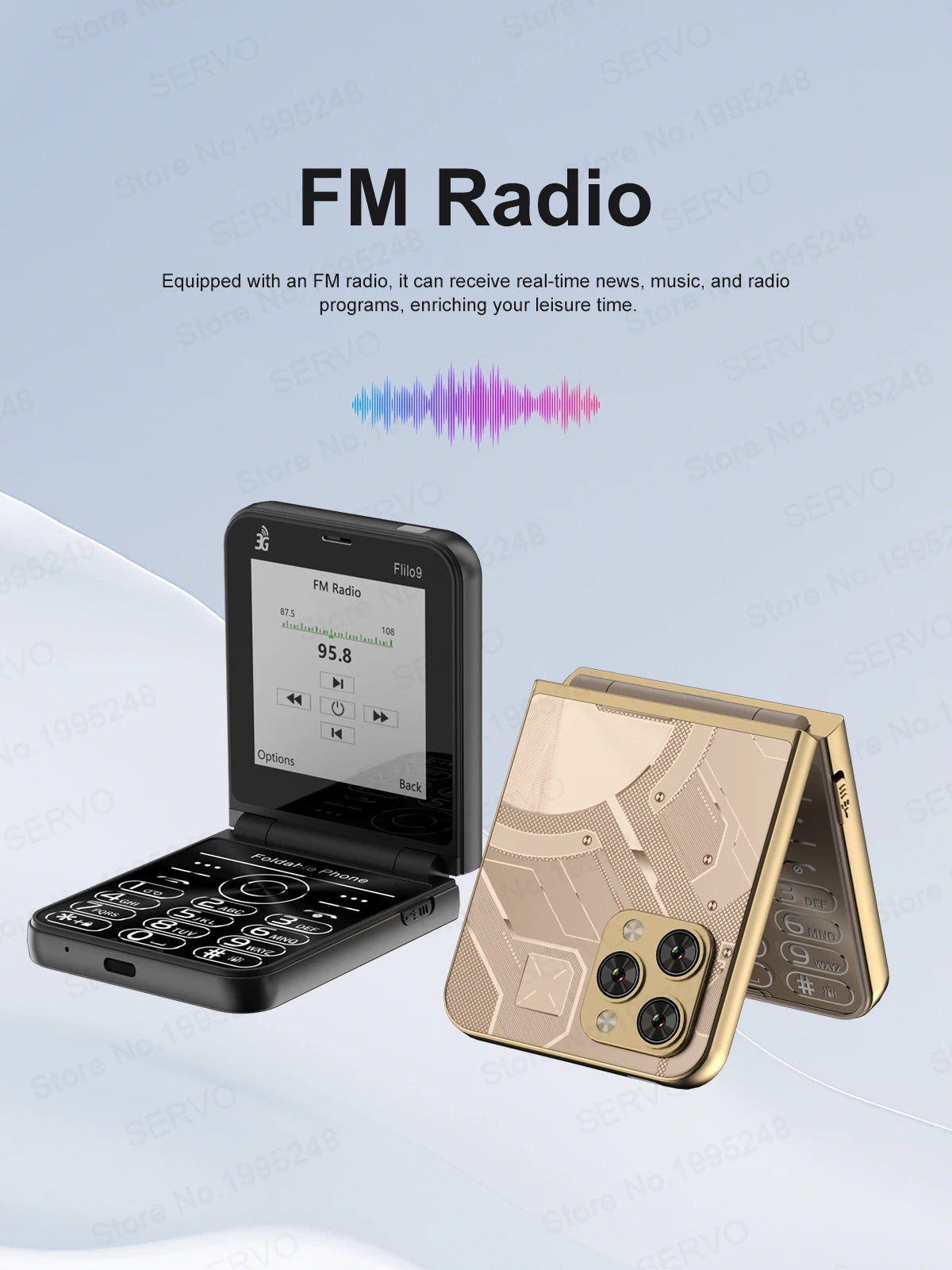 SERVO Flilo9 Foldable Mobile Phone 3G WCDMA Call Recording Speed Dial FM Radio Blacklist Torch Flip Cellphones Dual SIM Standby