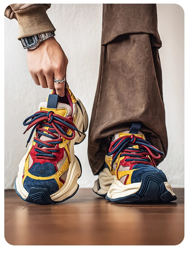Lacing up Men's and Women's Couple Sport Shoes 2025 Thick Sole Luxury Design Casual Retro Dirty Casual Sneakers Breathable Upper
