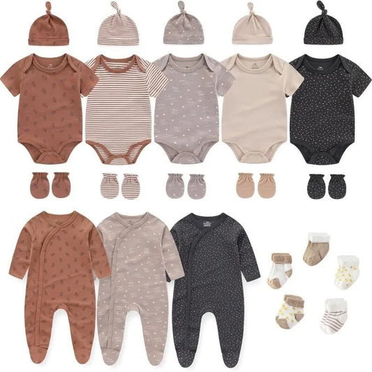 23 Pieces 0-12M Baby Girl Clothes 100%Cotton Jumpsuit+Hat+Gloves+Socks Baby Boy Clothes Newborn Baby Gift Set Animal