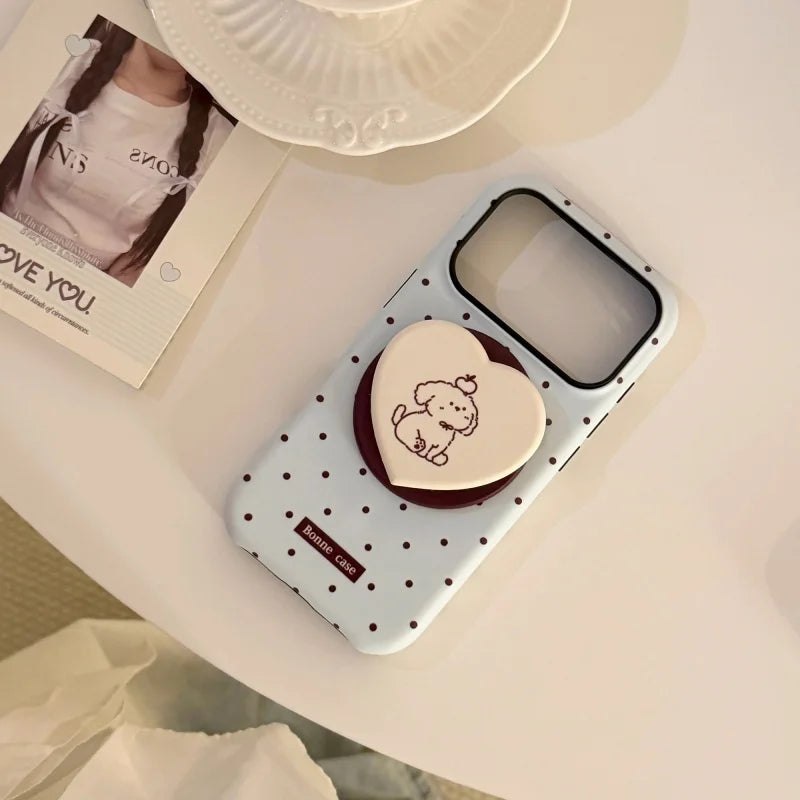 Korean Style Simple Polka Dot Magnetic Soft Phone Case For Magsafe IPhone 17 16 15 14 13 12 Pro Max Shockproof Protective Cover