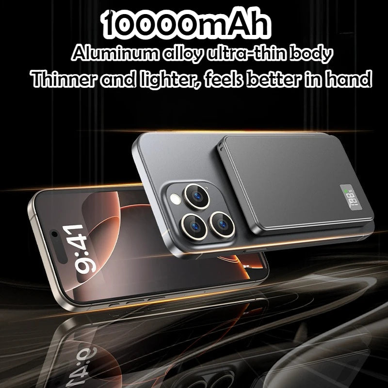 Taepiaai 10000mAh Magnetic Wireless PowerBank Ultra Thin Portable CCC Certified Super Fast Charging LED Display Pack for MagSafe