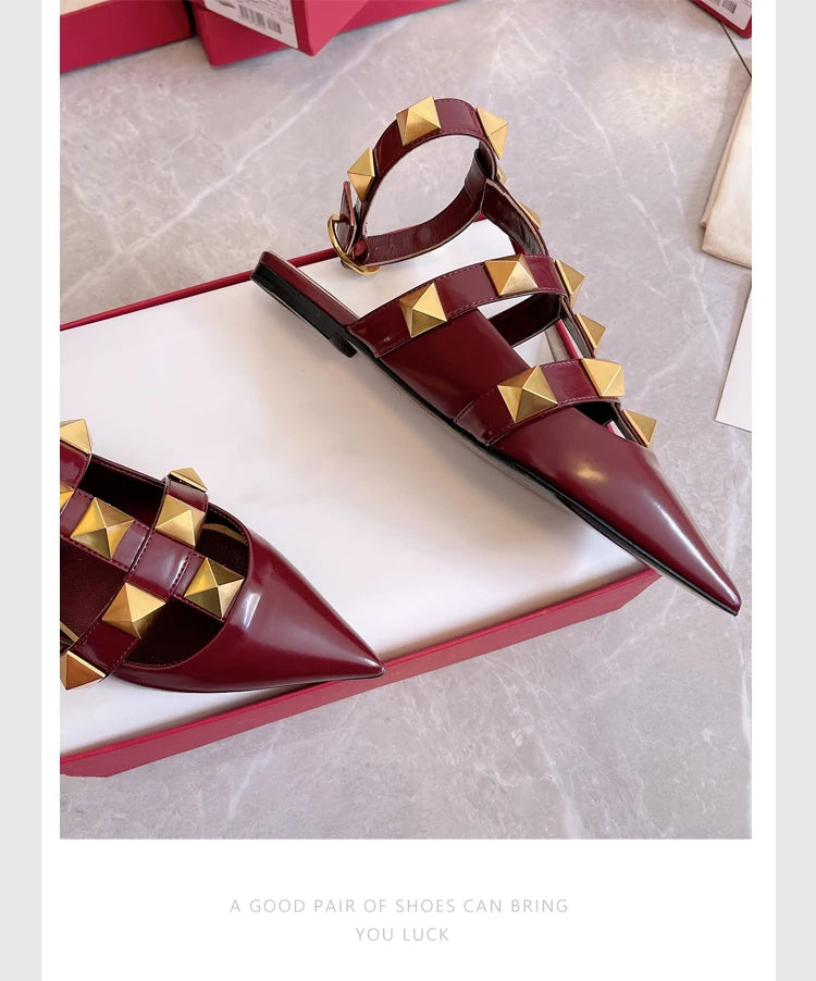Women's Fashion Rivet High Heels 2023 Spring/Summer New Baotou Sandals Pointed Single Shoes