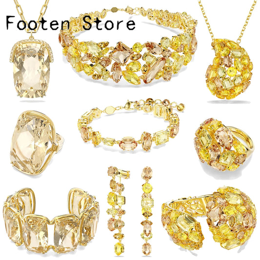Original 2025 New Trend Fine Jewelry Set Charm Gold Candy Crystal Fashion Necklace Bracelet Earring for Women's Anniversary Gift