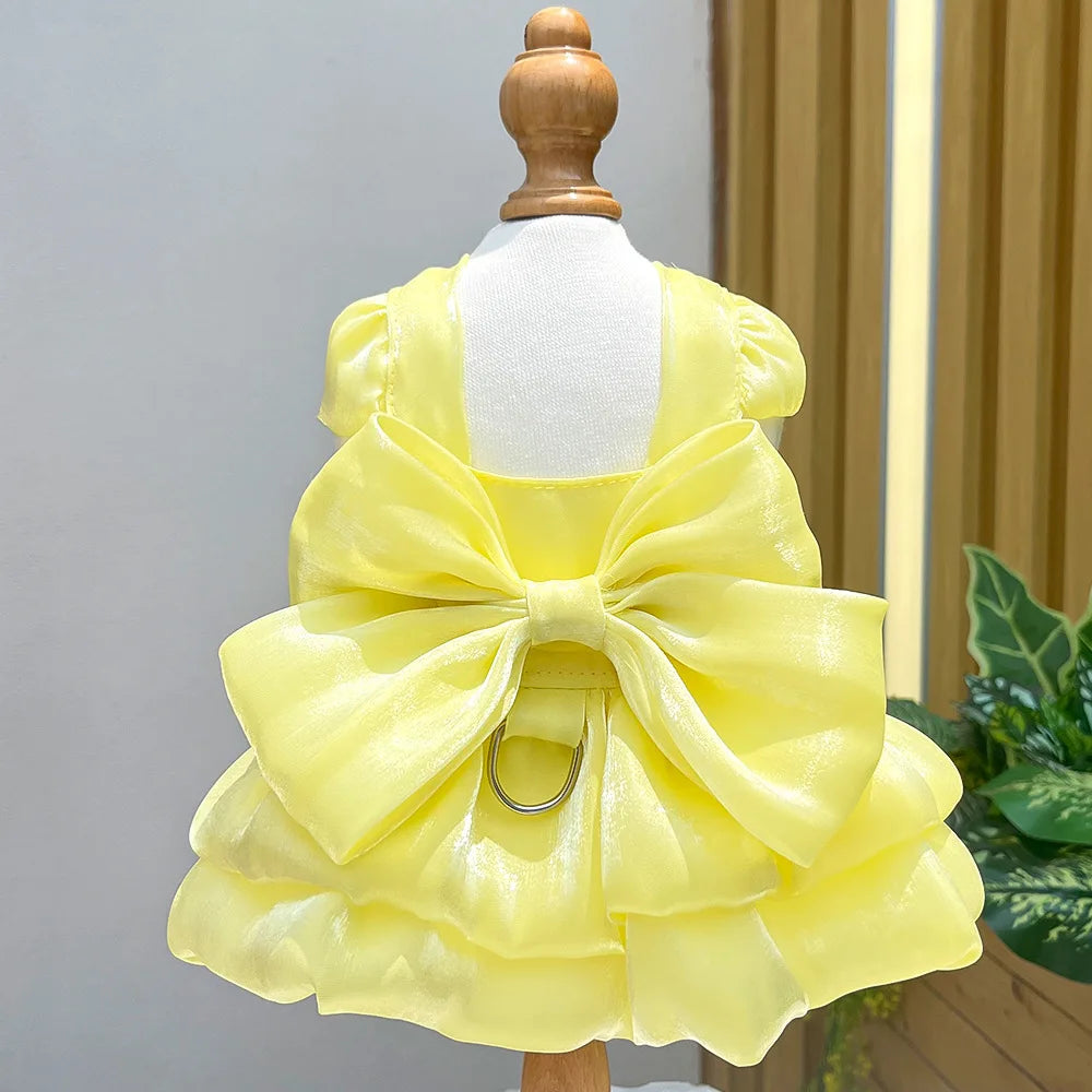 Dog Dress Girl Dog Clothes Pet Apparel Doggie Pink Bowknot Tulle Cat Sequin Clothing Pup Dresses Doggy Attire Birthday