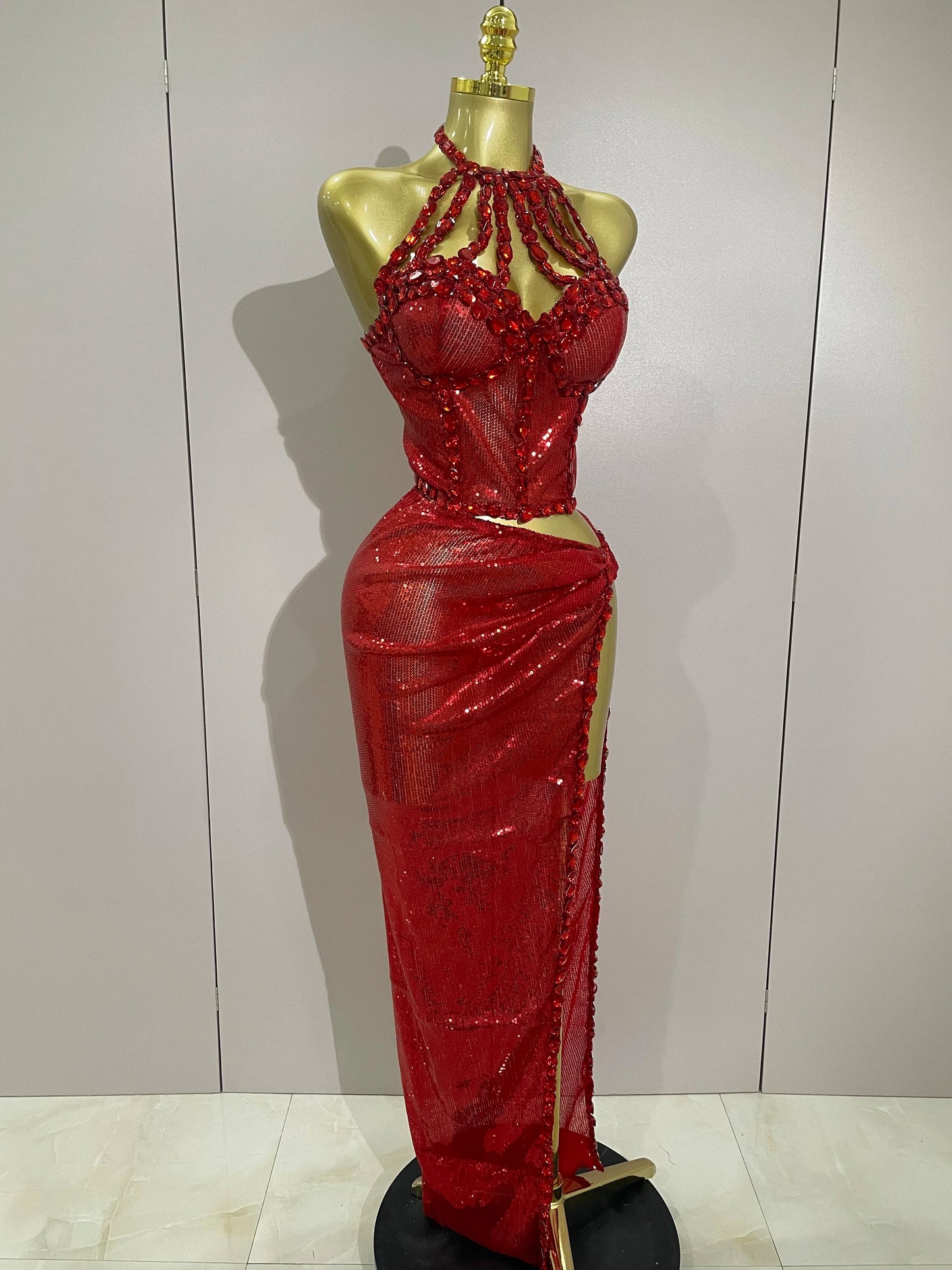 Sexy Luxury Shiny Diamond Sequins Cocktail Dress 2Pcs Set 2025New Women Evening Celebrate Birthday Party Nightclub Stage costume