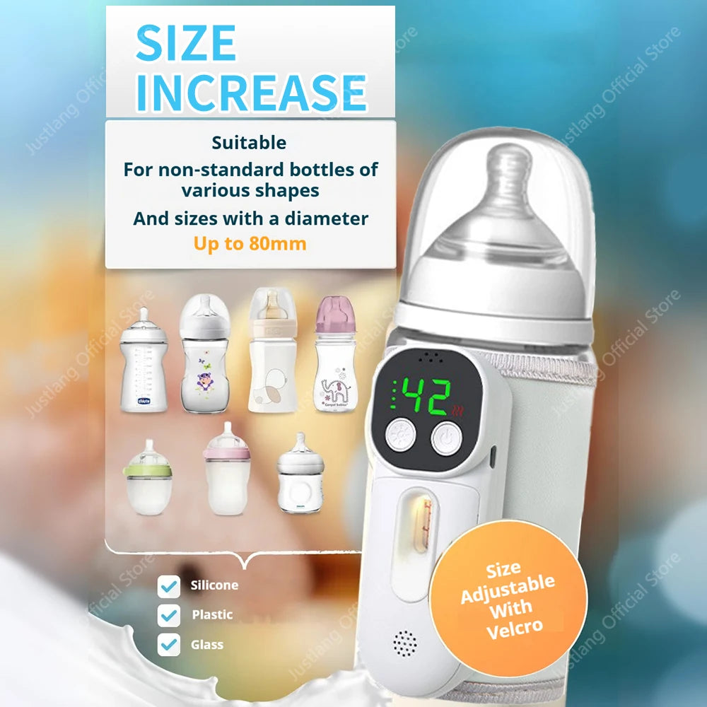 JUSTLANG Smart Voice Control Baby Bottle Warmer 7 Heat Level 8000mAh Multifunction Breast Milk Warmer Accurate Temperature