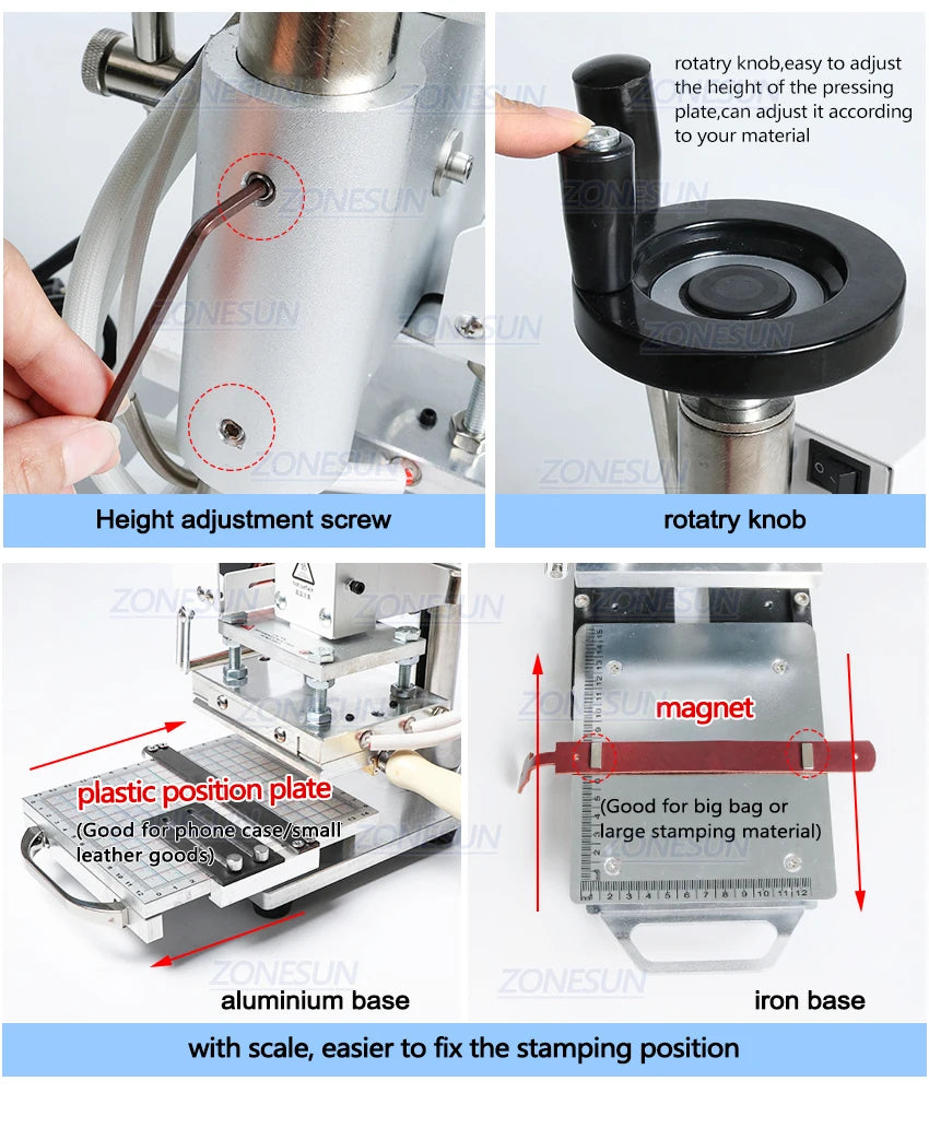 ZONESUN ZS110 Hot Foil Stamping Bronzing Embossing Machine Slideable Workbench Digital Leather PVC Paper Heat Press Machine
