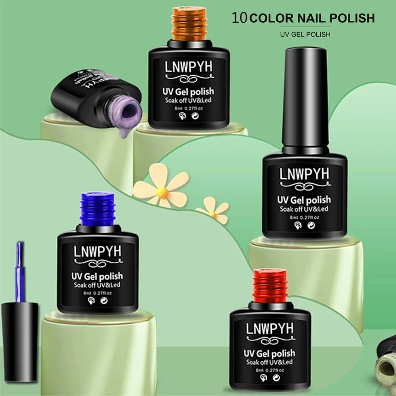 Gel Nail Polish Set With UV Nail Lamp Poly Extension Nail Gel Kit Semi Permanent Gel Varnish Set Professional Nail Art Tools Kit