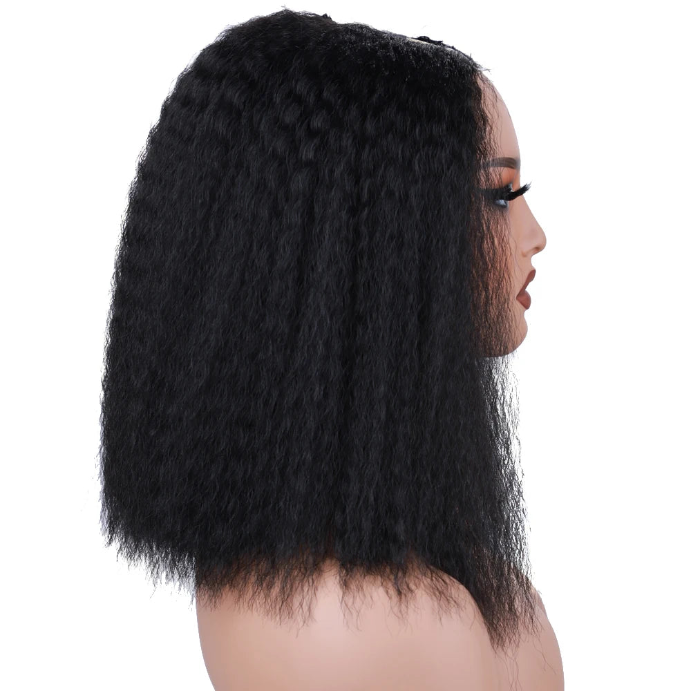 Synthetic Kinky Curly U Part Wigs Afro Kinky Synthetic Hair Wigs U Part Wigs for Women Black Kinky Curly Synthetic Puffy Hair