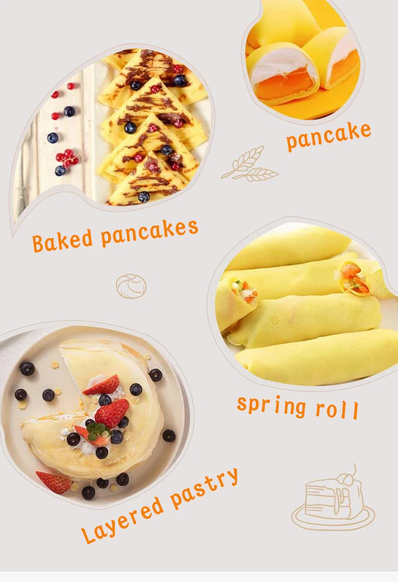 TINSOL Electric waffle maker, cake maker, breakfast pizza baking machine, pancake griddle, non-stick pan, spring roll frying pan