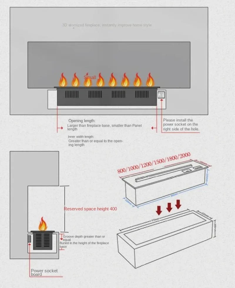 WOFAID 5 Year Warranty 3d Automizing Water Vapor Electric Fireplace Artificial Fire Flame for Living Room Decoration Fireplace