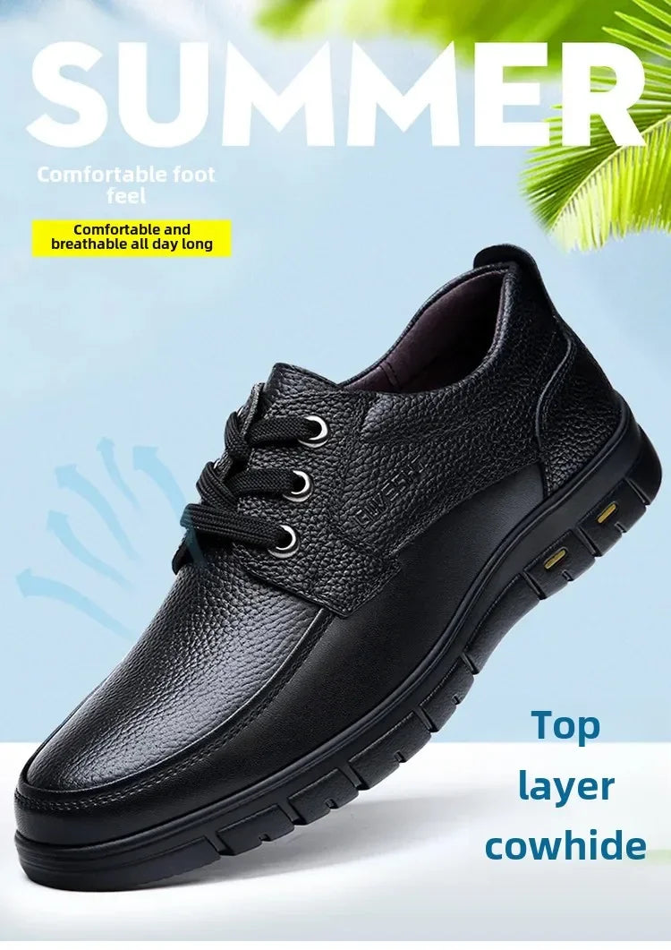 2025 Kitchen King Men's Shoes Anti-Slip Waterproof Oil-Resistant Durable Casual Leather Work Shoes For Chefs Perfect For Spring