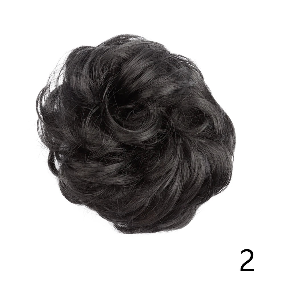 Synthetic Hair Bun Wig Donut Wavy Elastic Rubber Scrunchie Hair Pieces Ladies Ponytail Hair Extension Curly Wrap