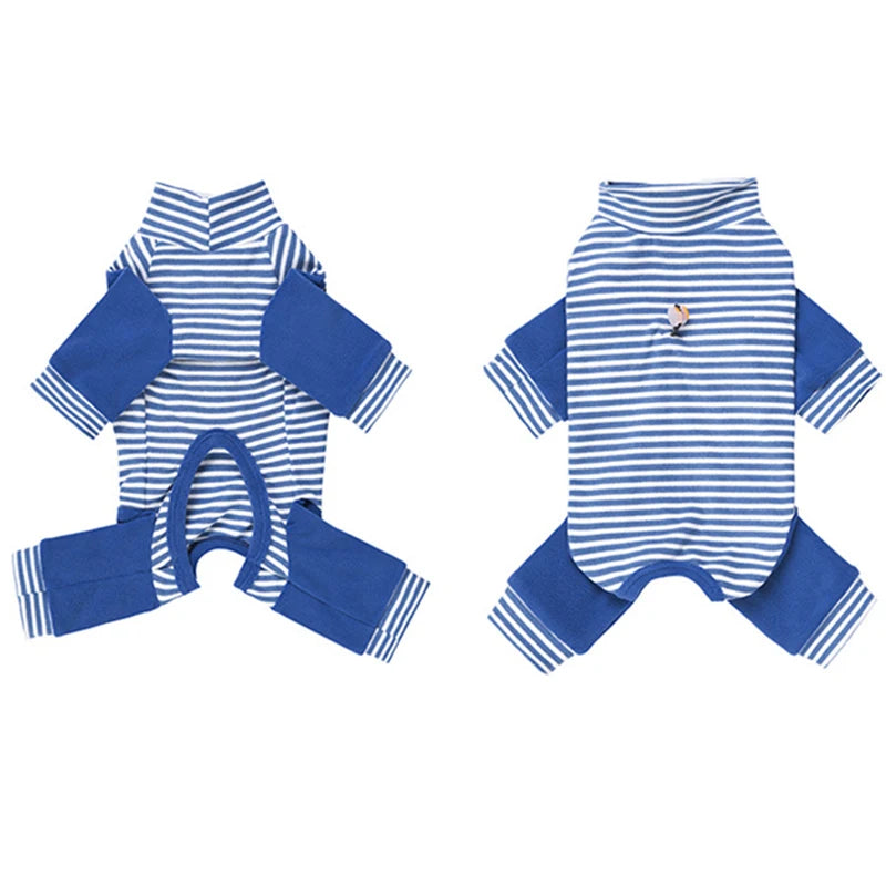 Stripe Fleece Jumpsuit For Small Dogs Winter Dog Clothes Warm Pajamas Dog Long Sleeve Bodysuit Puppy Teddy Chihuahua Clothes