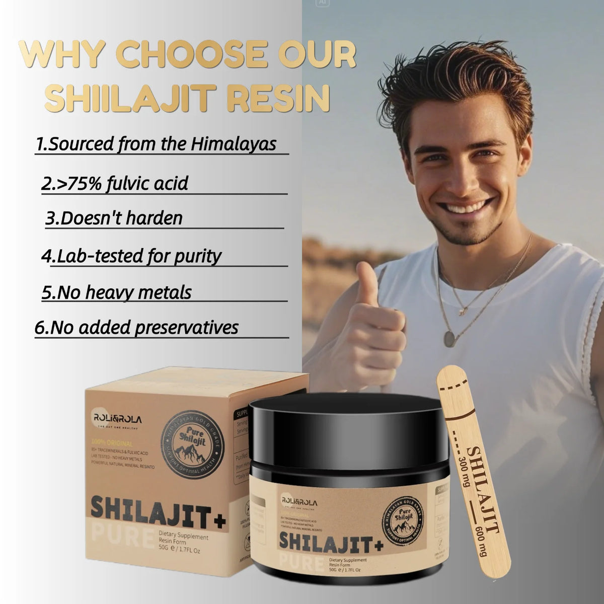 ROLI&ROLA 3/6/9 Pack *50g Pure Shilajit Resin with 85+Trace Minerals Fulvic Acid Edible Dietary Supplement for Men and Women